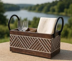 Organizador de Utensilios de Cocina de Madera Ecológico y Seguro, Decorado con Diseño Impreso, a Precio Accesible - Product Image 1