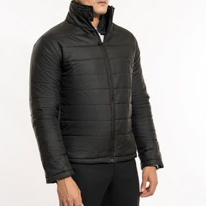 แจ็กเก็ตขนปลาปักเป้าผ้าไนลอนสีดำสำหรับผู้ชายสีดำพร้อมคอตั้งตลอดเวลาผ้าทอสไตล์ฮิปฮอปที่ดีที่สุด - Product Image 1