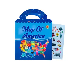 Fast Delivery Kids Gift set hologram World Map Journal Sticker Books For Kids Playing