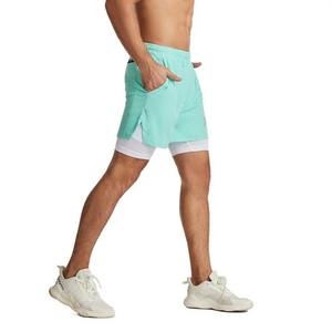 Comfortable Athletic Shorts For Men Double <b>Layer</b> Running Shorts Fitness Quick Dry Sports Double <b>Layer</b> Shorts With Inner Pockets - Product Image 2
