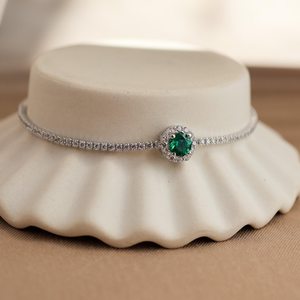 สร้อยข้อมือเทนนิสสีมรกตแท้สำหรับผู้หญิง925เงินสเตอริงทรงผอมแล็บของขวัญเครื่องประดับมรกตสำหรับเธอ - Product Image 4