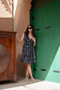 Black Block Print Ruffle Mini <b>Dress</b> Smocked <b>Summer</b> Sundress <b>Boho</b> Chic Short Gown Tiered Sleeveless Boutique Casual Beach Apparel - Product Image 5