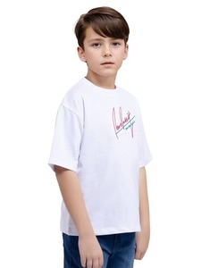 T-shirts décontractés à manches courtes en coton biologique 100% tricoté avec logo personnalisé brodé, taille plus pour enfants, garçons et filles - Product Image 6