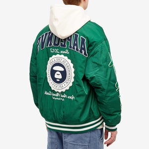 แจ็กเก็ตเบสบอลผ้าวูลทรงหลวมสำหรับผู้ชายเสื้อแจ็กเก็ตผ้าขนแกะสไตล์ลำลองมีไซส์ใหญ่ออกแบบโลโก้ได้ตามต้องการ - Product Image 6