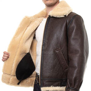 Veste en cuir et fourrure pour homme respirante à prix raisonnable, utilisation en extérieur, logo frontal personnalisable, veste en cuir et fourrure - Product Image 3