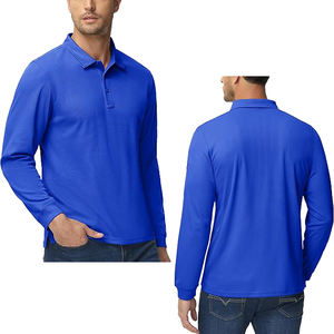OEM de los hombres de golf informal para la camisa antiarrugas de secado rápido de rendimiento de manga larga táctico Piqué Jersey sólido 100% poliéster - Product Image 5