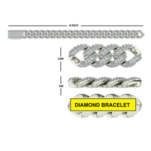 ขายดีสร้อยข้อมือเพชร13มม. ทรงคิวบานำน้ำแข็งสองแถว VVS 925เพชรที่ปลูกในห้องปฏิบัติการสร้อยข้อมือลิงค์ไมอามี่คิวบาเงิน - Product Image 6