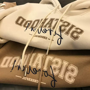 Sudadera con capucha de gran tamaño Vintage americana para otoño e invierno con bordado sólido de lana de algodón 100% para hombre 430gsm - Product Image 3