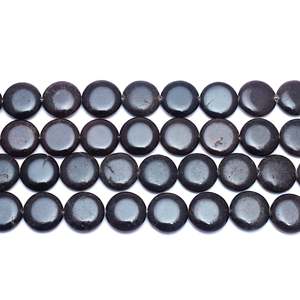 Cuentas de Piedra Ovaladas Negras Naturales Chakralume, Corte Liso, Hilo de Cuentas de 15 Pulgadas para Collares y Joyería, de Rajasthan, Venta al Por Mayor - Product Image 2