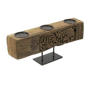 Portavelas de metal y madera de diseño antiguo con juego de 3 formas y tamaños personalizados disponibles al mejor precio excelente portavelas - Product Image 4