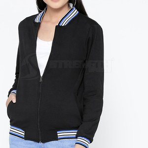 Custom Women's Lightweight Winter Letterman Jacket with Breathable <b>Covered</b> <b>Button</b> Closure Fleece Lining Cotton Shell Coated - Product Image 4