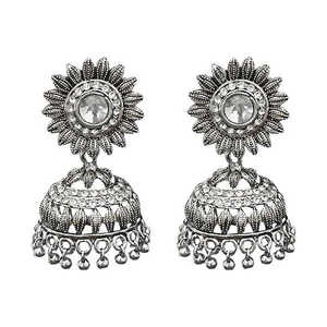 Jeweljunk Fine Silver Plated Austrian Stone Jhumki Pendientes Colección 1311259 - Product Image 1