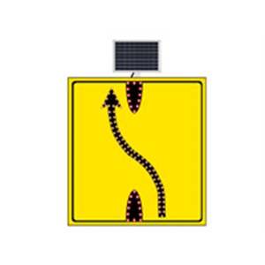 Panneau de signalisation routière réfléchissant à énergie solaire 110 x 120 cm Flèche de changement de voie Droit vers Gauche pour utilisation routière - Product Image 1