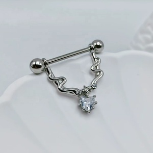 Großhandel F-136 Titan Doppel-Schlangen-Zirkon Brustwarzen-Piercing 1.6 Grob Antiallergischer Anhänger Brustwarzenring - Product Image 4
