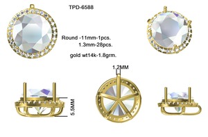 Pendentifs et breloques en diamant de luxe DEF VS Lab Grown Solitaire Charm Halo Cluster Setting Pendentifs Bijoux unisexe en or pur 18 carats - Product Image 5