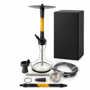 Ensemble de salon décoratif en verre et acier inoxydable de 59 cm avec poignée, bol tubulaire et accessoires métalliques pour hôtel, bar, club, présentation intérieure - Product Image 1