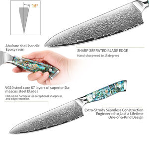 Couteau de chef en acier Damas, style japonais, avec manche ergonomique - Product Image 3