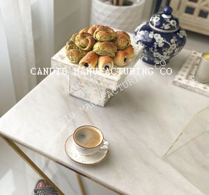 Plateau de table de luxe fait à la main en acrylique effet nacre plateau en bois arabe sous-verres assiettes pour les occasions alimentaires - Product Image 6