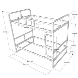 Cama litera con estructura de hierro y superficie de madera natural GT013 Abrigos para mujer - Product Image 6