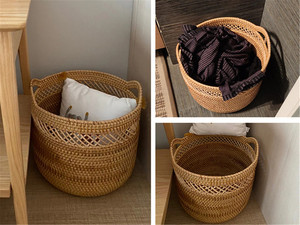 ตะกร้าซักผ้าหวายธรรมชาติพร้อมหูหิ้วตะกร้าเก็บหวายสําหรับตกแต่งบ้านทําด้วยมือจากเวียดนาม - Product Image 6