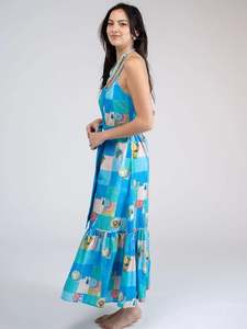 เดรสสไตล์ยูเครนปักลายสุดคลาสสิกสีน้ำเงินสุดอินเทรนด์ใส่ได้ทั้ง2024สำหรับฤดูร้อนของผู้หญิงขนาดใหญ่พิเศษ - Product Image 6