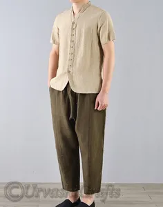 高品质亚麻棉智能休闲正式衬衫男士长袖休闲衬衫夏季宽松休闲衬衫男士