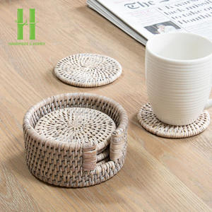 VENTA CALIENTE: Salvamanteles Redondos Tejidos a Mano de Jacinto de Agua y Ratán Ecológicos para Bodas y Cenas - Product Image 5