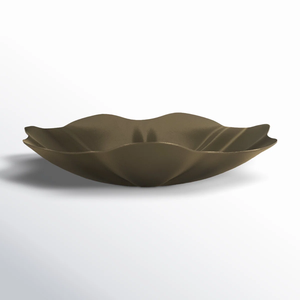 Cuenco de servicio dorado decorativo de latón artesanal con interior texturizado dorado y forma escultórica - Product Image 5