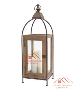 2024 nueva llegada linterna Color Natural hecho a mano de madera enmarcada con vidrio diseñado conjunto de 3 linterna para Navidad - Product Image 6