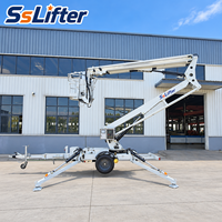 Nacelle élévatrice télescopique articulée SS12T, hauteur de levage 12m, double alimentation diesel CC, télécommande pour installation de panneaux signalétiques