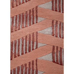 Alfombra de Lana y Viscosa Tejida a Mano Jaipur Wunderkammer Beige Marrón con Patrón Geométrico Abstracto para el Hogar, Pasillo, Modelo Rectangular-Top-115 - Product Image 3