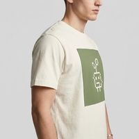 T-shirt en coton tricoté beige pour homme, imprimé pixel art, motif minimaliste, personnalisable OEM, haute qualité, léger, manches courtes