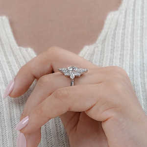 Bague de fiançailles vintage design ancien européen avec lunette de taille ronde Bague en diamant de laboratoire Pierre principale Bague en or massif 14k - Product Image 5