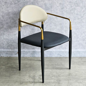 Chaise de salle à manger de style nordique HTK79, siège rembourré en cuir PU et dossier avec pieds en fer, idéale pour la salle à manger à domicile - Product Image 1