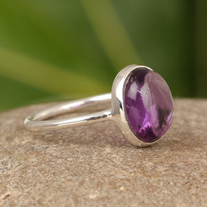 Bague de lunette de pierres précieuses bohème à la mode en argent Sterling 925 8x10mm forme ovale fait à la main améthyste naturelle bijoux pour femmes fines - Product Image 4