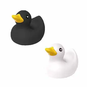 흑인과 백인 오리 목욕 장난감 아기 실리콘
