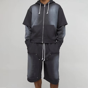 Sweat à capuche oversize vintage bleu glacé pour homme, streetwear hip-hop décontracté, tissu polaire respirant, écologique, hiver - Product Image 6