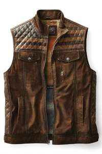 Gilet en cuir véritable vintage classique: une durabilité de base de mode classique élégance élégante intemporelle mode mat brillant - Product Image 6