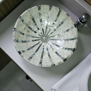 TIMELESS CRAFT Lavabo de salle de bain moderne en nacre écologique, couleur personnalisable, facile à nettoyer, aspect luxueux, vasque décorative pour - Product Image 3