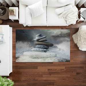 Tapis Rock Balance : Décoration inspirante pour la méditation, Tapis imprimé, Tapis doux non tissé - Product Image 1
