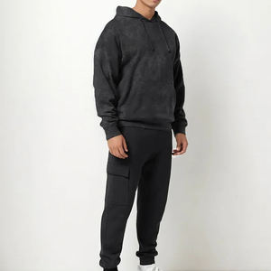 Sudadera con Capucha para Hombre, Estilo Vintage, Bordado Desgastado, Algodón Grueso, Lavado Ácido - Product Image 3