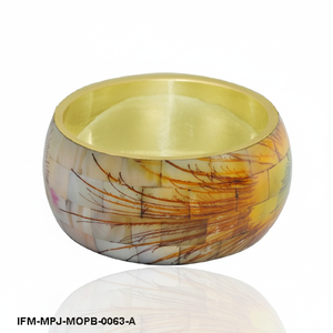 Bracelet en mosaïque de nacre artisanal avec art de la plume de paon, incrustation de laiton, bracelet en coquillage, cadeau pour elle - Product Image 5