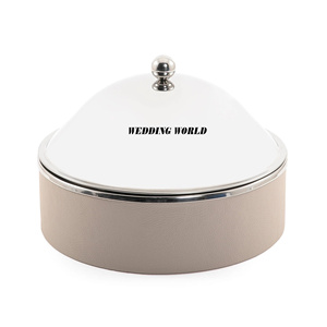 Marmite en métal finie cuir Casserole de créateur faite à la main de qualité supérieure Chauffe-plat en métal classique et élégant - Product Image 2