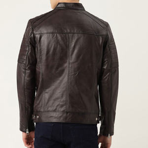 Blouson aviateur en cuir pour homme imperméable et coupe-vent 2025, style motard, fermeture éclair, logo frontal, haute rue, OEM personnalisé, coton - Product Image 3