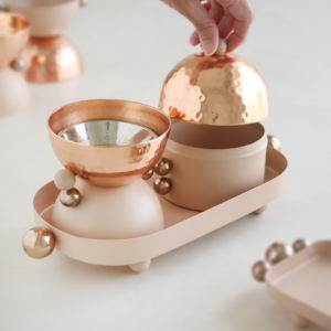 ชุดเตาเผาเครื่องหอมโลหะหรูหรา พร้อมฝาปิดและถาด ที่วางเครื่องหอมอโรมาเธอราพีทันสมัย ของตกแต่งบ้านสำหรับเดือนรอมฎอน ของขวัญ - Product Image 2