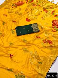 New Indien Ethnic Wear Pure Viscose Dola Silk Saree with Heavy Meenakari Weaving Design with Soft Silk Zari Weaving Blouse - Product Image 4