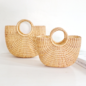 Cesta de Mimbre de Jacinto Marrón Claro Hecha a Mano, Decoración Floral, Decoración Festiva, TUYET DUNG WHB11, Hecho en Vietnam - Product Image 2