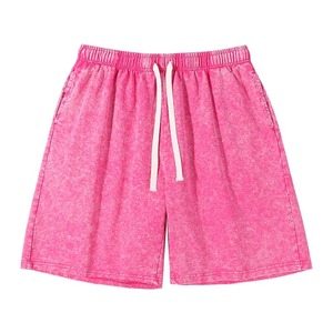 Custom Design 260G Cotton/Polyester Washed Retro Summer <b>Mens</b> Cargo <b>Shorts</b> <b>Elastic</b> <b>Waist</b> Solid Casual Straight Loose - Product Image 1