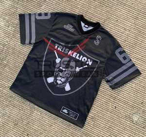 Camiseta de fútbol americano de malla, talla grande, transpirable, con estampado por transferencia térmica, personalizada, de alta calidad, antibacteriana y anti-UV - Product Image 4