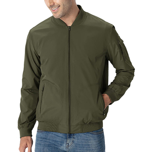 Chaqueta de Bombardero a prueba de viento Softshell para hombre de alta calidad etiqueta personalizada moda caliente cierre de cremallera tela de lona para la temporada de primavera - Product Image 1